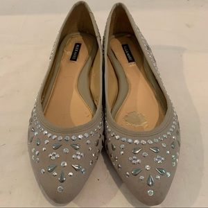 ALEX MARIE silver studded suede flats size 7.5 medium color: gray.